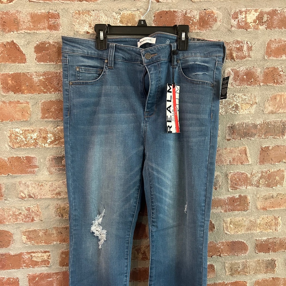 Realm Ilene Distressed Released Hem Skinny Jeans
